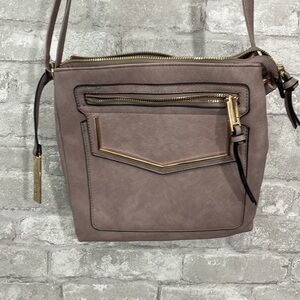Massini Tan and Gold Crossbody Bag with Structured Design